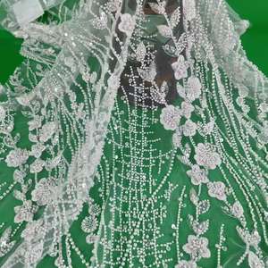 Pizzo 100% con paillettes in poliestere per rete da sposa in pizzo 100% tessuto con paillettes in poliestere tessuto ricamato in pizzo - Product Image 5