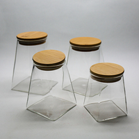 Pot de conservation alimentaire en verre borosilicate de haute qualité avec couvercle en bois hermétique, récipient alimentaire en verre, bocal en verre