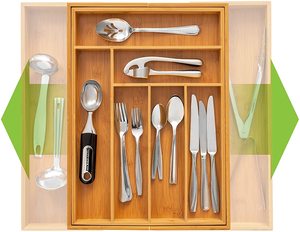 Organisateur de tiroir extensible en bambou pour ustensiles de cuisine, plateau à couverts pour restaurant, <span class=keywords><strong>rangement</strong></span> pour couverts - Product Image 2
