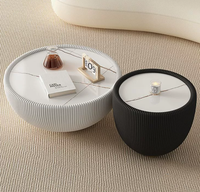 Nouvelle conception de meubles de salon, table basse ronde moderne en pierre frittée avec base en acier inoxydable, tendance café
