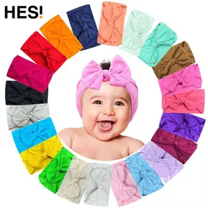Soft comfortable nylon bow eco-friendly kids hair accessories headbands baby girl