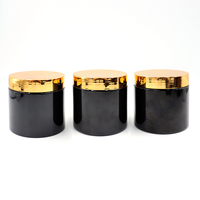 50ml 100mL 120ml 150ml 200ml 250ml Envase cosmético para alimentos Ámbar Negro Pet Tarro de crema cosmética de plástico con tapa dorada