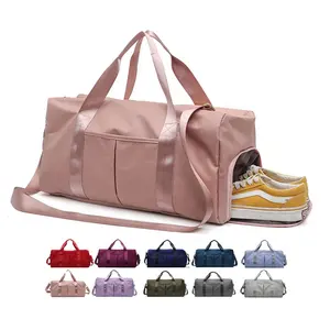 Nova moda impermeável nylon viagem duffle bag mulheres outdoor crossbody rosa esporte ginásio saco com compartimento de sapato