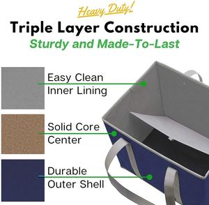 Panier de pique-nique pliable en forme de sac à provisions avec fond en carton recyclé durable renforcé - Product Image 3