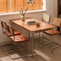 Table de salle à manger en bois massif pour la maison, style Bauhaus, moderne du milieu du siècle, minimaliste, rectangulaire, taille compacte, nouveau style