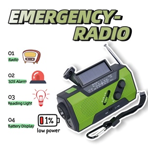 <span class=keywords><strong>Radio</strong></span> d'urgence portable <span class=keywords><strong>USA</strong></span>, 2000mAh, solaire, dynamo, lampe torche, horloge, DAB AM/FM, alerte météo NOAA - Product Image 2