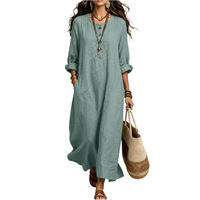 Robe longue ample en ramie pour femme, robe décontractée rétro d'inspiration zen, nouvelle robe longue grande taille