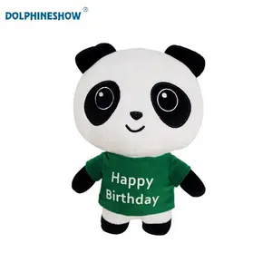 Panda en peluche personnalisé ours en peluche avec t-shirt dessin animé en gros enfants doux peluche Panda jouet joyeux anniversaire