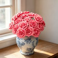 Ornements de roses en céramique faits à la main pour la Saint-Valentin, fleurs éternelles simulées, décoration de bureau simple, vente en ligne