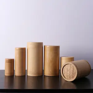 批发创意环保各种尺寸碳化竹编盖茶叶罐竹筒
