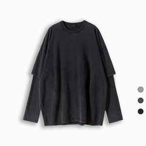 Ropa Logotipo personalizado Camiseta de dos piezas Algodón Caída Hombro Overblock Jacketouble Capa de manga larga Camiseta de <span class=keywords><strong>color</strong></span> puro - Product Image 1