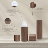 Flacon pompe sans air et flacon à bille en bois de noyer de luxe pour sérum de soin de la peau, huile essentielle, emballage cosmétique