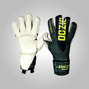 ถุงมือผู้รักษาประตูฟุตบอล Oozie Sports แบบขายส่ง ออกแบบเองได้ ทรง Negative Cut ผลิตจากยางลาเท็กซ์เยอรมัน สำหรับทุกเพศ ปิดด้วยแถบตีนตุ๊กแก ผู้ผลิต OEM - Product Image 1
