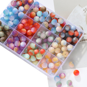 Resin Iridescent Gradient Beads Round Acrylic Loose Beads For DIY Jewelry Making <b>Bracelets</b> Necklaces <b>Stringing</b> Accessories - Product Image 1