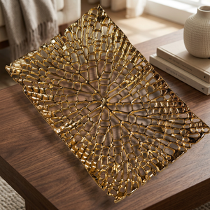 Meilleures ventes - Bol sculpté en métal doré fait à la main, plat de service décoratif glamour - Product Image 6