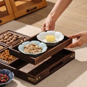 Chinese-style wooden <b>tray</b> for brewing <b>tea</b>, snacks, afternoon <b>tea</b>, pastries, fruits, and dried fruits. - Product Image 2