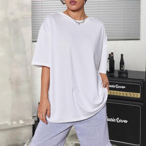 Camiseta de verano de Color sólido de algodón para mujer Street Hip Hop Casual manga corta moda Tops Anti-Pilling cómodas camisetas - Product Image 3