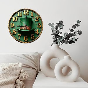 Round Wooden Wall <b>Clock</b> 25cm Rustic Texture Silent Non Ticking Farmhouse Living Room Decor - Product Image 2