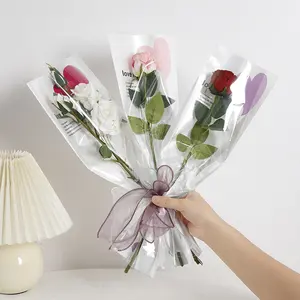 Gepersonaliseerde Valentijnsdag Waterdicht Hart Boeket Verpakking Cadeau Decor Bloemenverpakking Mouw Tas