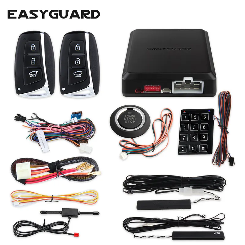 Easyguard ec002-hy push button remote engine start stop PKE smart car alarm system