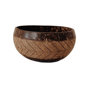 Manufacturer Wholesale Eco-friendly Coconut Shell Bowl with <b>Wooden</b> Spoon Set Custom Logo Design for Camping <b>compostable</b> durable - Product Image 1