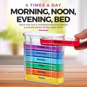 Colorful Weekly <b>Storage</b> <b>Box</b> Four Times a Day Pill Organizer with <b>Stackable</b> Compartments PP Medicine <b>Box</b> - Product Image 2