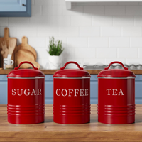 Bocaux de stockage de thé décor de ferme rustique rustique vintage bocaux café thé sucre rouge ensembles de bidons en métal pour comptoir de cuisine