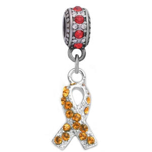 Colgante de Metal con cristales para cáncer de pulmones, accesorio de color rojo, naranja y blanco, con cinta de concientización sobre el virus del pecho - Product Image 6
