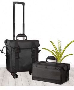 Sac de maquillage de luxe pour tatouages, échantillon gratuit, grande capacité, 2-en-1, avec roulettes universelles, multi-couches, pour femme, avec poignée de transport. - Product Image 5