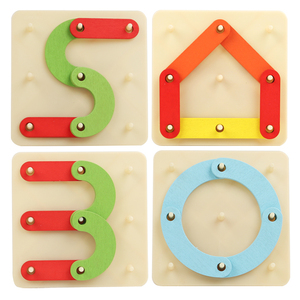 Montessori Kinder-Grafikpuzzle Kreatives Frühbildungs-Holznagelbrett Spielzeug für Kinder - Product Image 4
