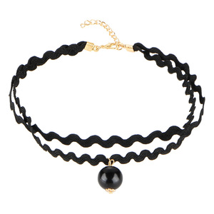 Colar Feminino Curto de Resina com Pingente de Fita de Veludo Retrô Harajuku, Fio de Couro e Renda, Estilo Punk Lolita, Corrente Ondulada para Festa - Product Image 1
