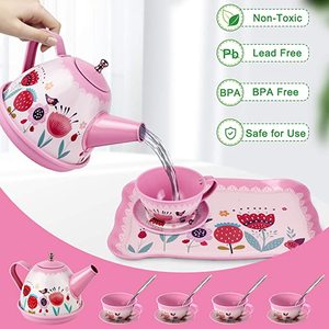 Juego de té para niñas pequeñas, juego de té de princesas, incluye postre, <span class=keywords><strong>galletas</strong></span>, tetera de donut, bandeja para pastel, cocina para niños - Product Image 3