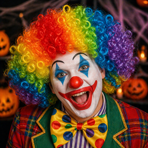 Pafu - Peluca Afro Colorida de <span class=keywords><strong>Payaso</strong></span> para Halloween, Peluca Rizada de Disfraz, Peluca Sintética de Cosplay para Adultos, Artículos para Fiestas de Carnaval y Festivales - Product Image 2