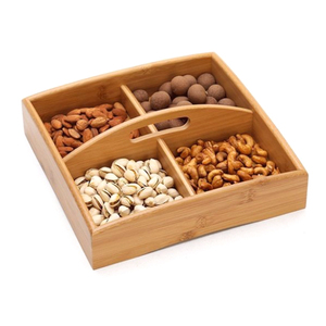 Caja de madera con compartimentos para servir frutos secos y aperitivos, con asa hueca, elegante caja de almacenamiento para fiestas en casa y cafeterías - Product Image 1
