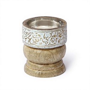 Mabkhara Árabe Tradicional de Resina para Virutas de Oud, Bakhoor y Conos de Incienso con Acabado de Sándalo - Product Image 1
