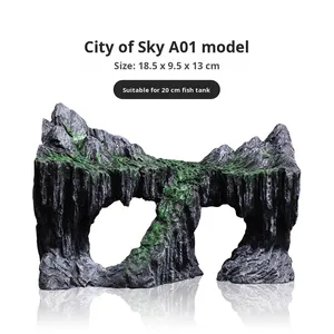 Acquario accessori-artificiale picco di montagna decorazione di piante acquatiche ornamento acquario acquario paesaggistico nascondiglio roccioso grotta muschio - Product Image 6