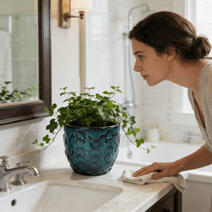 Maceta de Cerámica con Relieve Azul Turquesa Degradado Estilo Vintage Americano, Textura de Panal, Ecológica, Duradera, para Interiores - Product Image 1