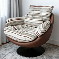Fauteuil inclinable pivotant moderne pour salon, en cuir écologique, luxe léger, haut de gamme, pour lecture et détente rayée