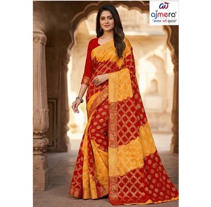 Sari traditionnel en coton imprimé Ajmera, élégant, doux, ethnique, tenue de fête, séchage rapide, toutes saisons, pour femmes - Product Image 3