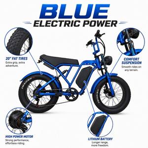 <span class=keywords><strong>Vélo</strong></span> <span class=keywords><strong>électrique</strong></span> tout-terrain à pneus larges bleu 500W 750W 1000W, <span class=keywords><strong>vélo</strong></span> <span class=keywords><strong>électrique</strong></span> rétro, scrambler vintage pour aventures en plein air - Product Image 1