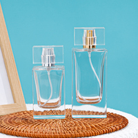Haut Rectangle clair 30ml 50ml sertissage parfum bouteille en verre qualité épaisse pince parfum bouteille