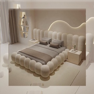 Móveis de Quarto Personalizados Camas Estofadas em Tecido Modernas Luxuosas Tamanho King Size Queen Size Estruturas de Cama de Madeira Dupla - Product Image 4