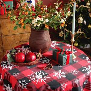 Mantel de Navidad de copo de nieve a cuadros rectangulares de peso pesado, cubierta de mesa duradera para cenas, fiestas, decoraciones navideñas, hoteles - Product Image 3