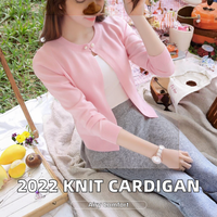 Cardigan fin pour femmes, couleurs acidulées, longueur courte, pulls d'automne, mélange de coton, hauts tricotés élégants, vêtements, 2022