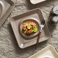Ensembles de vaisselle en porcelaine Simple nordique pour restaurant plats modernes assiette en céramique en relief créative