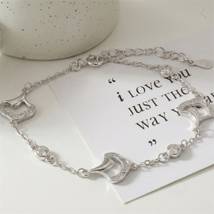 S925 <b>Sterling</b> <b>Silver</b> Hollow <b>Heart</b> Zircon <b>Bracelet</b> Exquisite Gentle <b>Silver</b> Jewelry For Women Daily Commute Anniversary Gift - Product Image 5