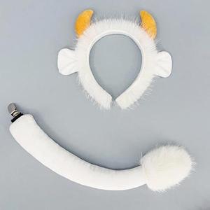 S0007 cosplay thiết lập Halloween động vật Headband và đuôi thiết lập lông yak Tai Headband và đuôi thiết lập gia súc tai và đuôi cosplay Prop - Product Image 2