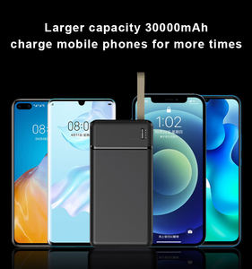 แบตเตอรี่ลิเธียมโพลิเมอร์แบบพกพา 22.5W PD ความจุสูง 30000mAh พาวเวอร์แบงค์ Type-C ช่องเสียบ USB คู่ สำหรับใช้งานกลางแจ้ง พร้อมสายสะพาย ชาร์จมือถือแบบเร็ว - Product Image 3