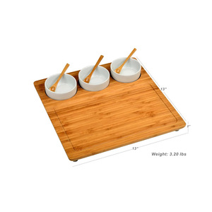 Bamboo Cheese Board <b>Set</b> 18 Inch Diameter With Hidden Drawer For Serving And Cutting - Product Image 5
