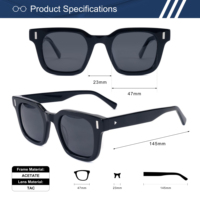 Lunettes de soleil carrées en acétate épais avec logo personnalisé, protection UV400 TAC, style rétro classique, unisexe, vente en gros